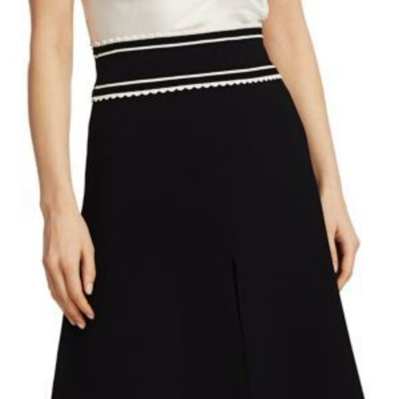 SANDRO Anna Scalloped Black & White A-Line Skirt.  SZ 3 - Picture 7 of 8
